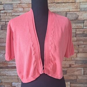 COLDWATER CREEK Coral Short Sleeve Cardigan